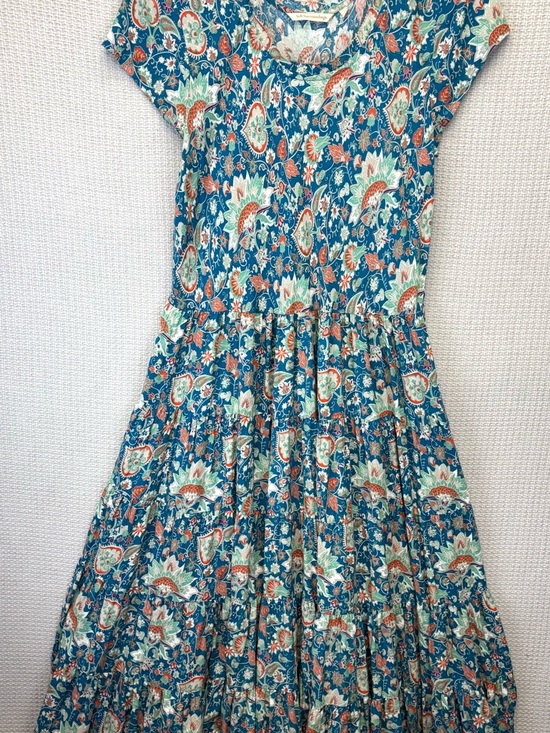 Soft Surroundings Dresses & Skirts - Soft Surroundings Kara Tiered Midi Dress XL Blue Orange Floral Boho Cottagecore